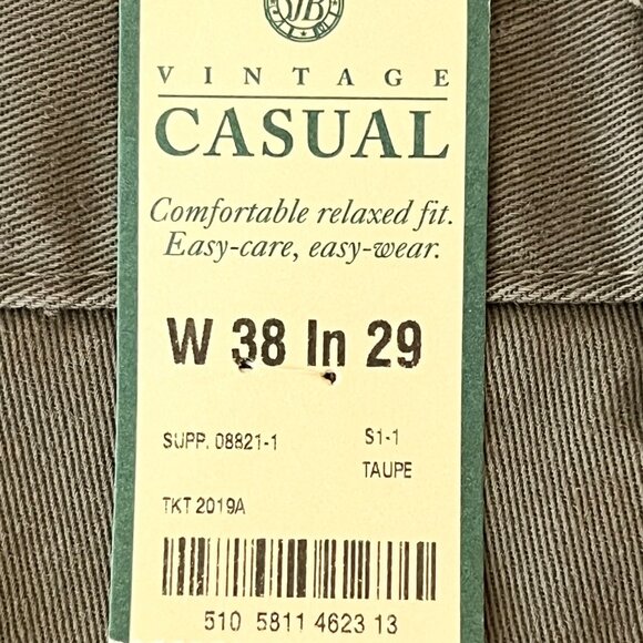 St. Johns Bay Men Vintage Casual Taupe Pants W38 L29 Relaxed Fit 100% Cotton NWT - Picture 6 of 12
